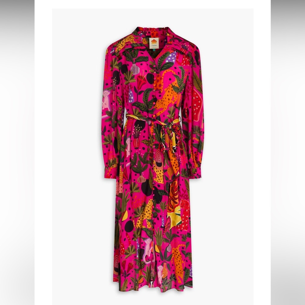 Farm Rio Vibrant Pink 
Patterned Dress